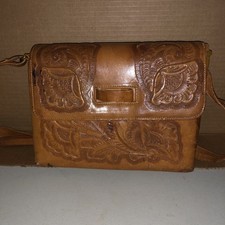 Vintage Tooled Leather Crossbody 8inch By 7 Inch Nice