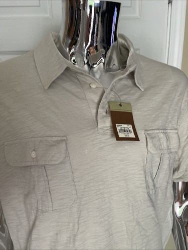 Sonoma Life + Style Short Sleeve Polo w/ Front Pockets Beige Mens XL - Picture 4 of 7