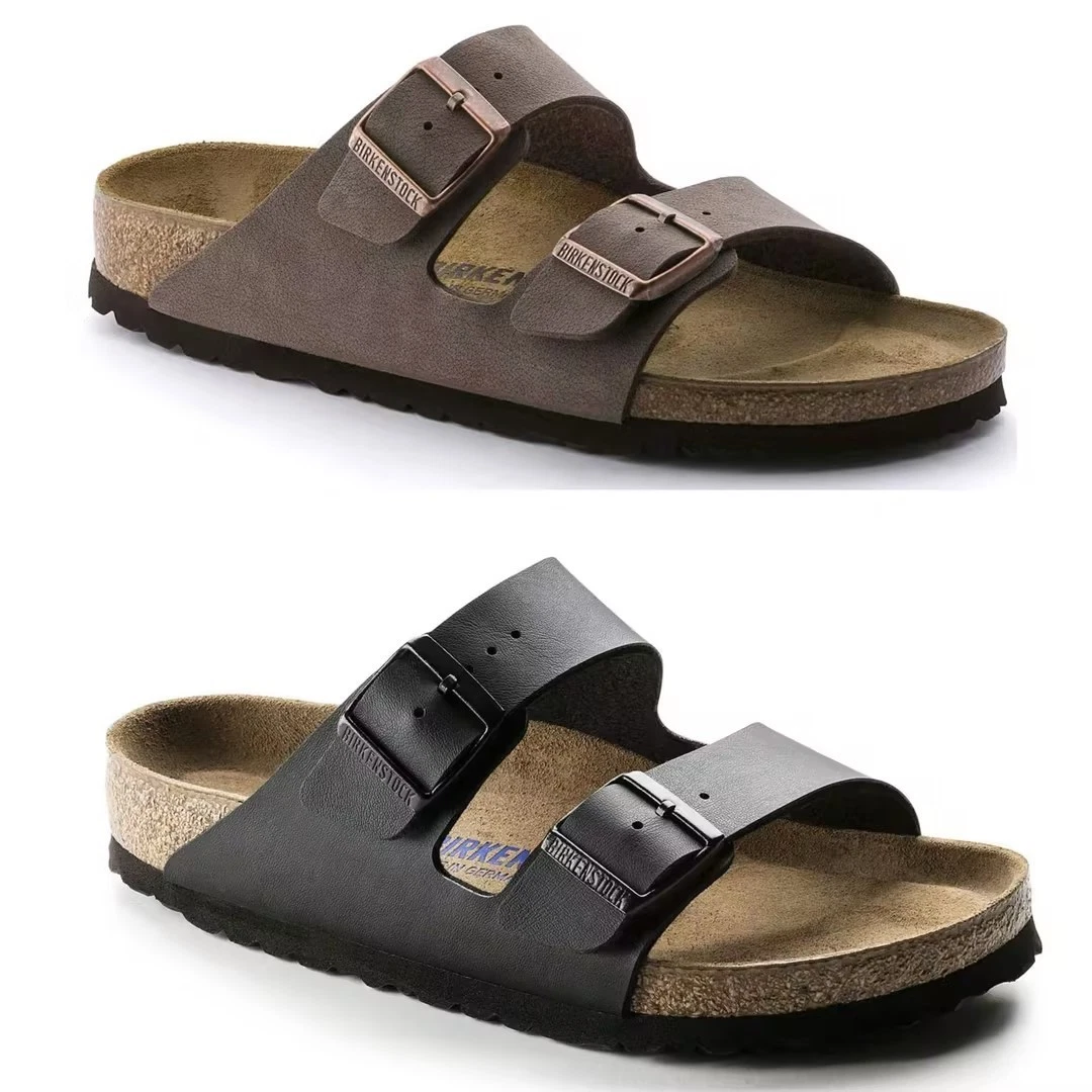 Birkenstock Arizona Mocha/Black Birkibuc Leather Soft Footbed Sandals EU37-45
