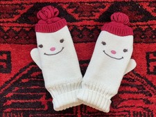 Gymboree Vintage 2010 Alpine Sweetie Kids Snowman Mittens Fleece Lined 4T/5T EUC