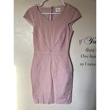 REISS Blush Pink Cap Sleeve V Neck Sheath Dress US 2 UK 6 barbie chic preppy