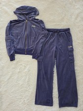 Justice Blue Velour Zip Up Hoodie Track Suit Girls Size L 12/14