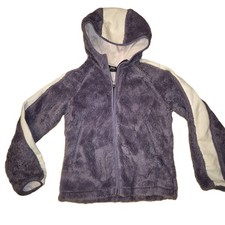 Helly Hansen Fleece Hooded Furry Jacket Purple and Cream Medium
