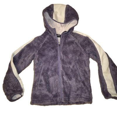 Helly Hansen Fleece Hooded Furry Jacket Purple and Cream Medium