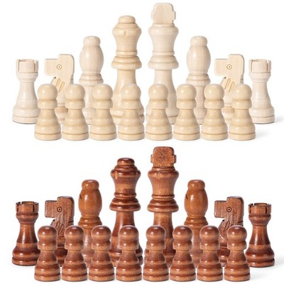 Wooden Chess Pieces Only, 32 Piece Tournament Staunton 3.15 inches, Brown