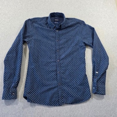 Scotch And Soda Blauw Hotel Mens Medium Patterned Button Up Longsleeve ShirtBlue