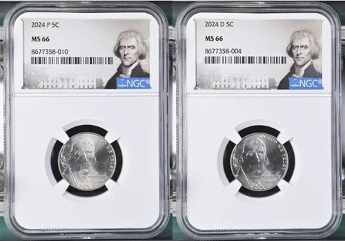 2024 P/D Jefferson Nickel Set Graded NGC MS-66 w/ Special Label