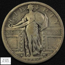 1917 Type 1 Standing Liberty Silver Quarter 25C