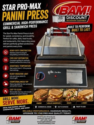 STAR PRO-MAX GROOVED ELECTRIC TWO-SIDED PANINI GRILL MODEL CG14