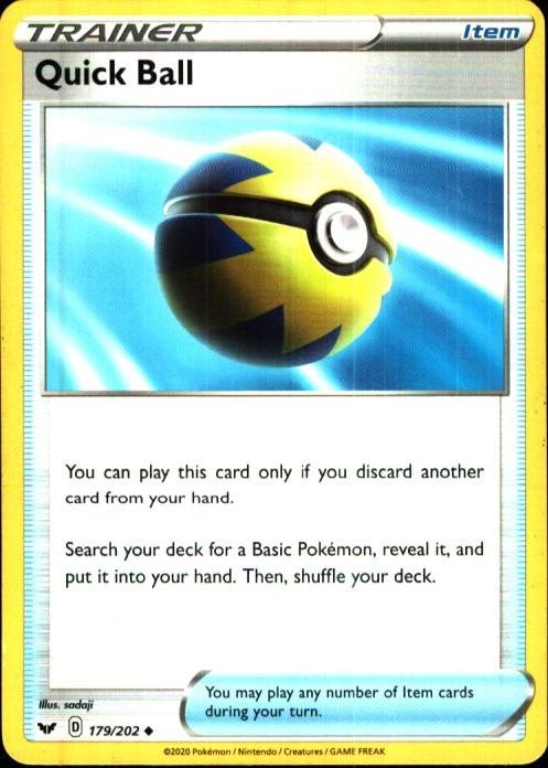 Quick Ball 179/202 UC Sword & Shield Pokemon LP