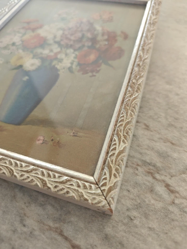 Vintage Ornate PICTURE FRAME Wood antique Floral Art 6x8" Gallery Wall Decor a - Image 4 of 4
