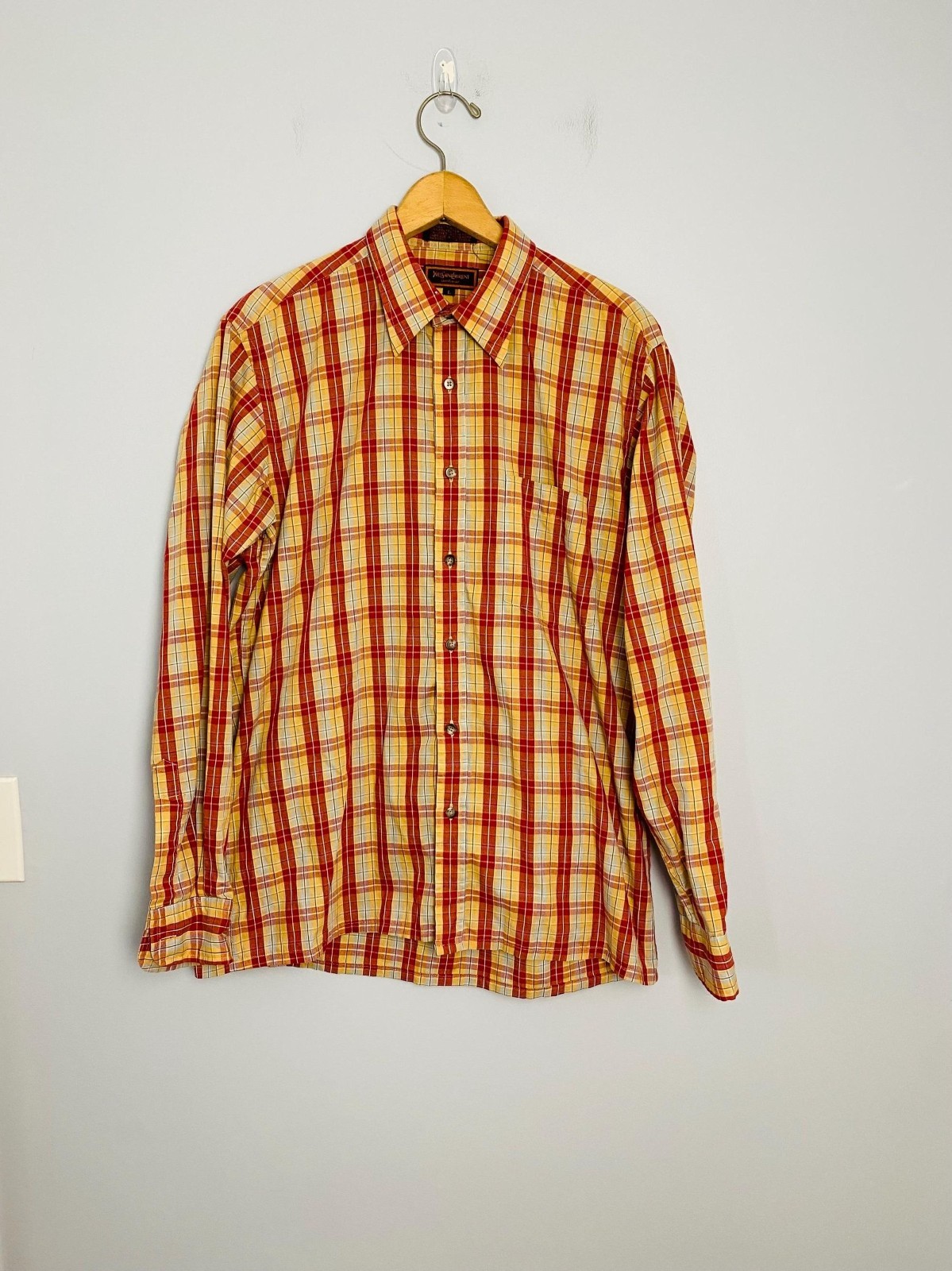 Camicia uomo vintage Yves Saint Laurent Sportswear con bottoni taglia large a quadri