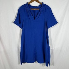Old Navy 100% Cotton Crinkle Gauze Short Sleeve Royal Blue Beach Dress Small