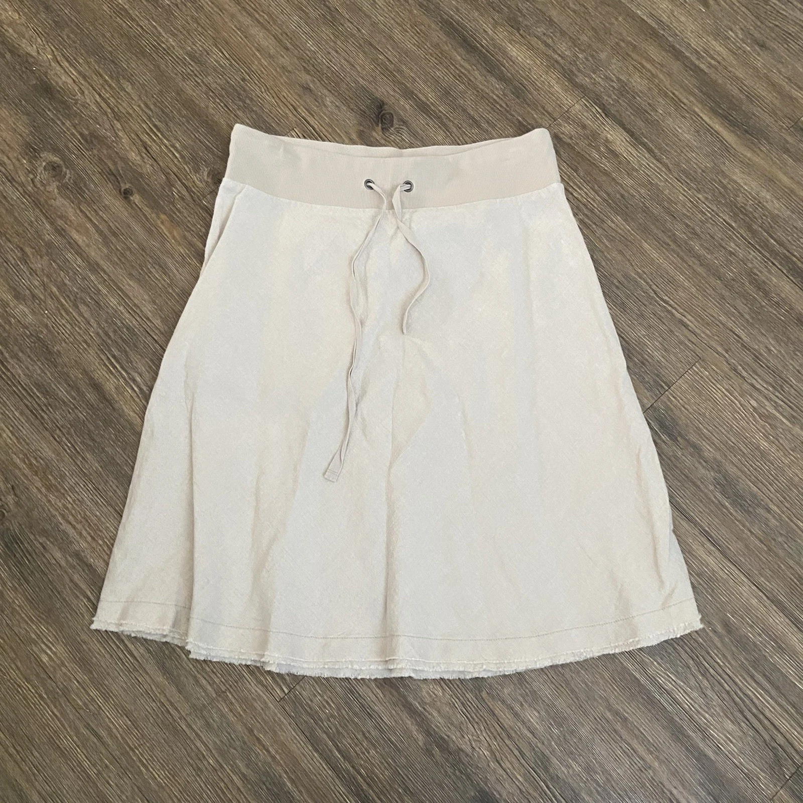 Eileen Fisher Organic Linen Beige Natural Drawstring A-Line Skirt XSMALL XS NWOT
