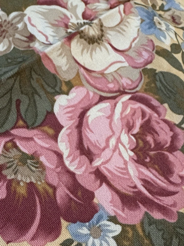 Bed Of Roses Fabric Floral Mauve Pink Green Gold Blue French Country 54"X 2 Yrd+ - Image 2 of 4