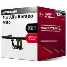 Anhängerkupplung abnehmbar + E-Satz 7pol universell für Alfa Romeo Mito 08- neu