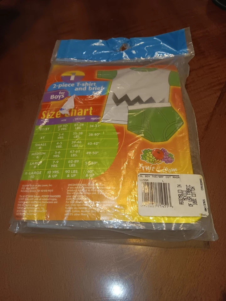 De colección 1999 Fruit of Loom Underoos Power Rangers Galaxy Boys Talla L (8) con Camisa Foto 2 de 4