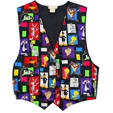 Vtt 1994 Looney Tunes Vest Sz M L Warner Bros Bugs Daffy Tweety Sylvester Taz