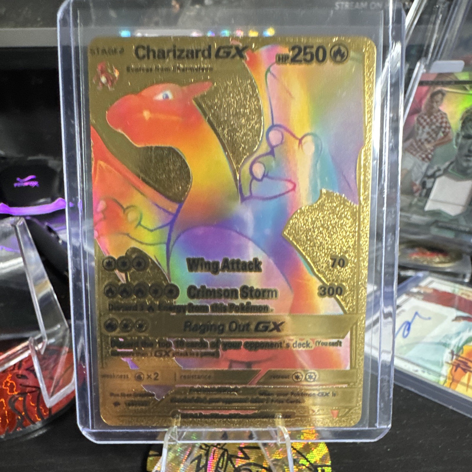 Pokemon Charizard GX 150/147 SM-Burning Shadows Rainbow Rare Full Art Holo HP250