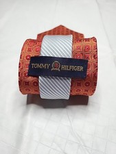 Tommy Hilfiger Tie Red Orange Blue Geometric Silk 58x3.5