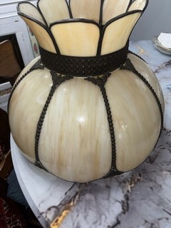 Vintage. Amber Rounded Slag Glass Lamp Shade ceiling Or Lamp