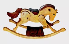 VTG Two Toned Wood Rocking Horse for child Riding Toy