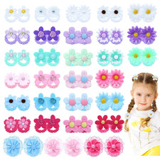 60 Pieces/30 Pairs Sweet Sunflower Daisy Flower Hair Ties for Baby Girls, Stretc
