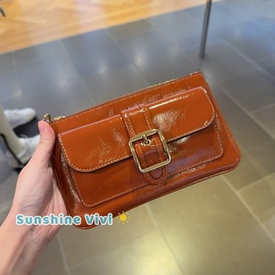 NWT Coach Ashton Wristlet Shiny crinkle leather CDY04 Cinnamon | eBay