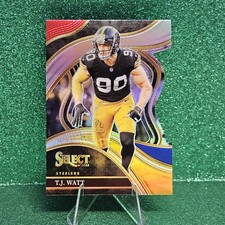 2023 Panini Select #217 T.J. Watt Red and Yellow Prizms Die Cuts