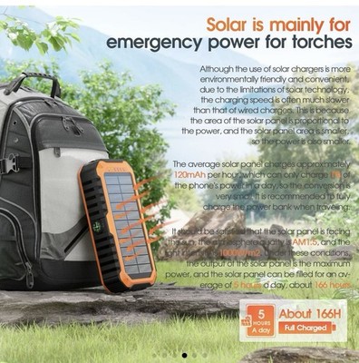 Solar Powerbank 20000mAh Orange 