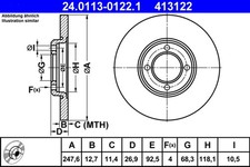 2x ATE Bremsscheibe 24.0113-0122.1 für FORD TAUNUS GBS GBTK ESCORT GBFK ATH 2 5