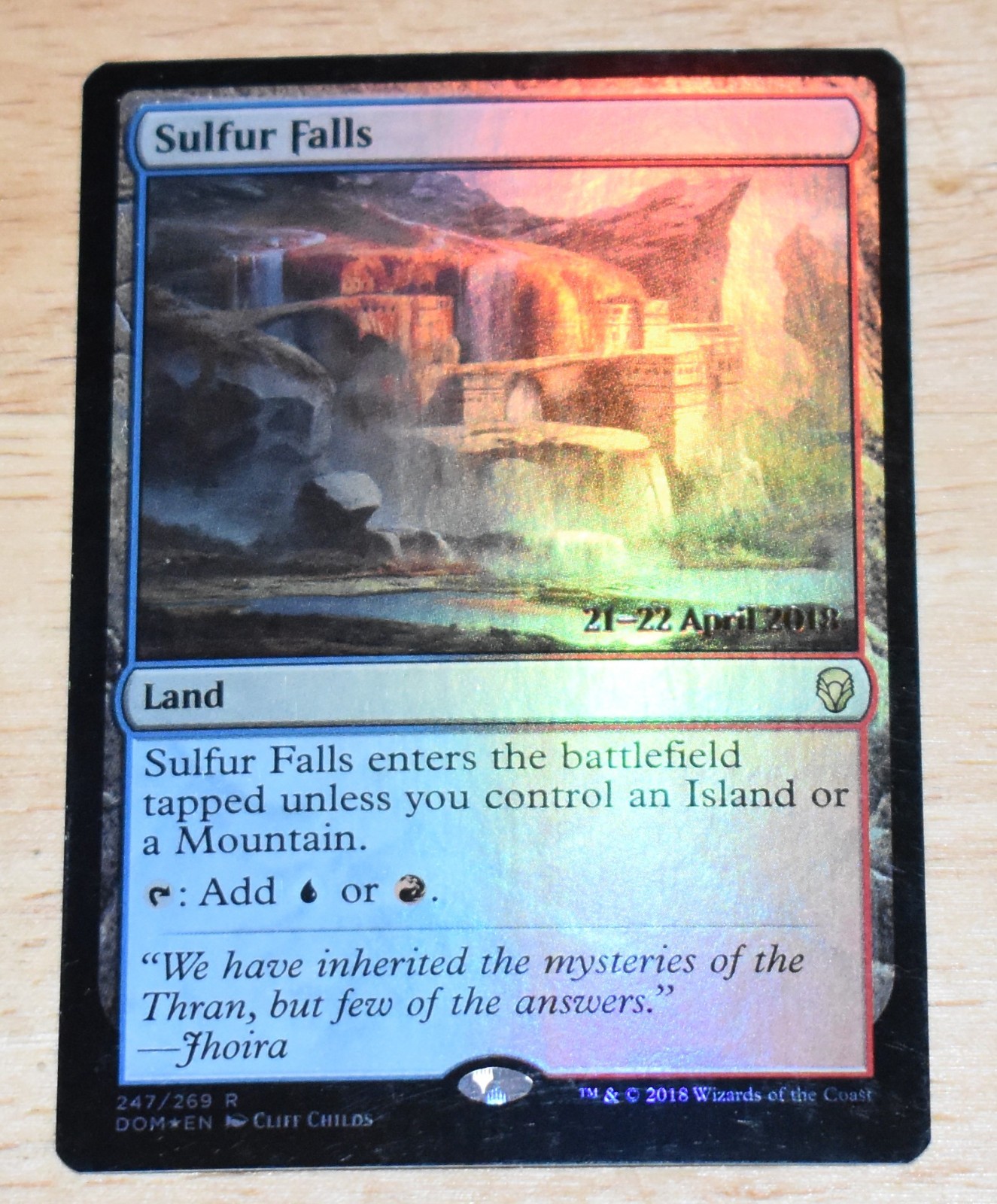 MTG 2018 Prerelease Promo Foil SULFUR FALLS Dual Land (unplayed)
