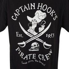 Captain Hook T Shirt Mens Size Large Black Pirate Crew Disney Villain Peter Pan