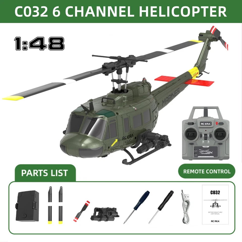 RC ERA C032 RC Hubschrauber Huey UH-1 6-axis Gyroskop 6CH 3D Brushless Flugzeug - Bild 4 von 4
