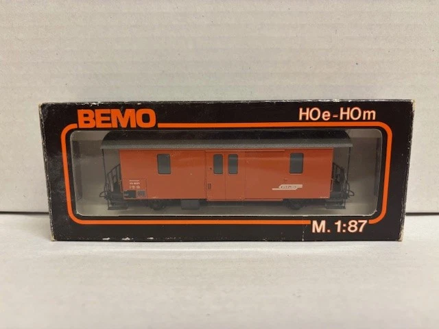 BEMO H0m Xbk 9021 ged. Güterwagen RhB Dienstwagen orange 2265 191