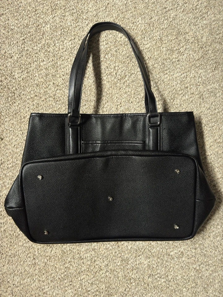 Vivienne Westwood Tote Bag Black Leather Embossed Orb Logo Shoulder Bag - Image 4 of 4