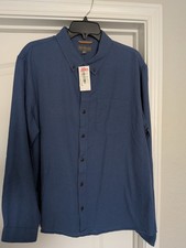 LL Bean Mens XXL Signature Donegal Woven Regular Fit LS Shirt Deep Blue NWT New