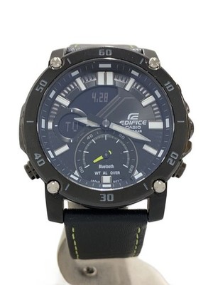 CASIO Quartz Watch EDIFICE Digital Analog Leather BLK From Japan