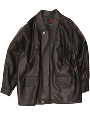 FLOM Mens Leather Jacket UK 42 XL Black DJ95