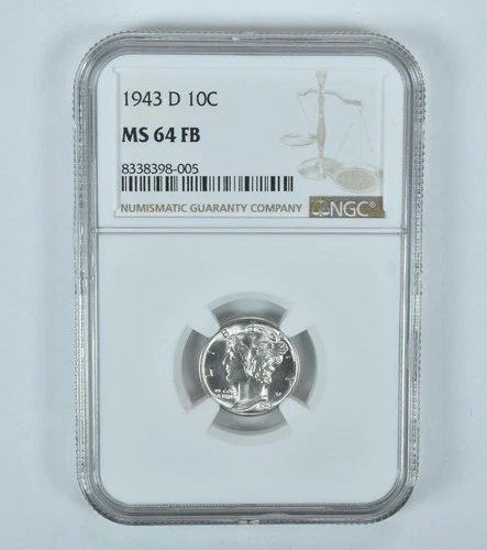 1943-D Mercury Dime MS64 FB NGC Brown Label *7228