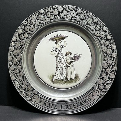 Kate Greenway Pewter And Ceramic Mother Daughter Plate 1973.