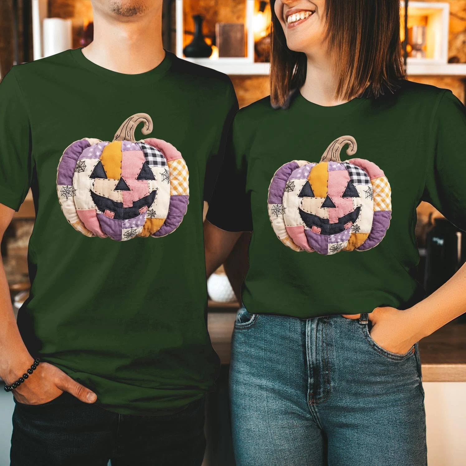 Patchwork Pumpkin Halloween Sweatshirt Trick or Treat Top