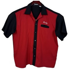 Vintage King Louie Bowling Shirt Red Embroidered Button Up Men  s XL  Buddy  