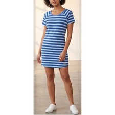 Michael Kors Blue White Striped T-Shirt Dress Short Sleeve Back Zip Large