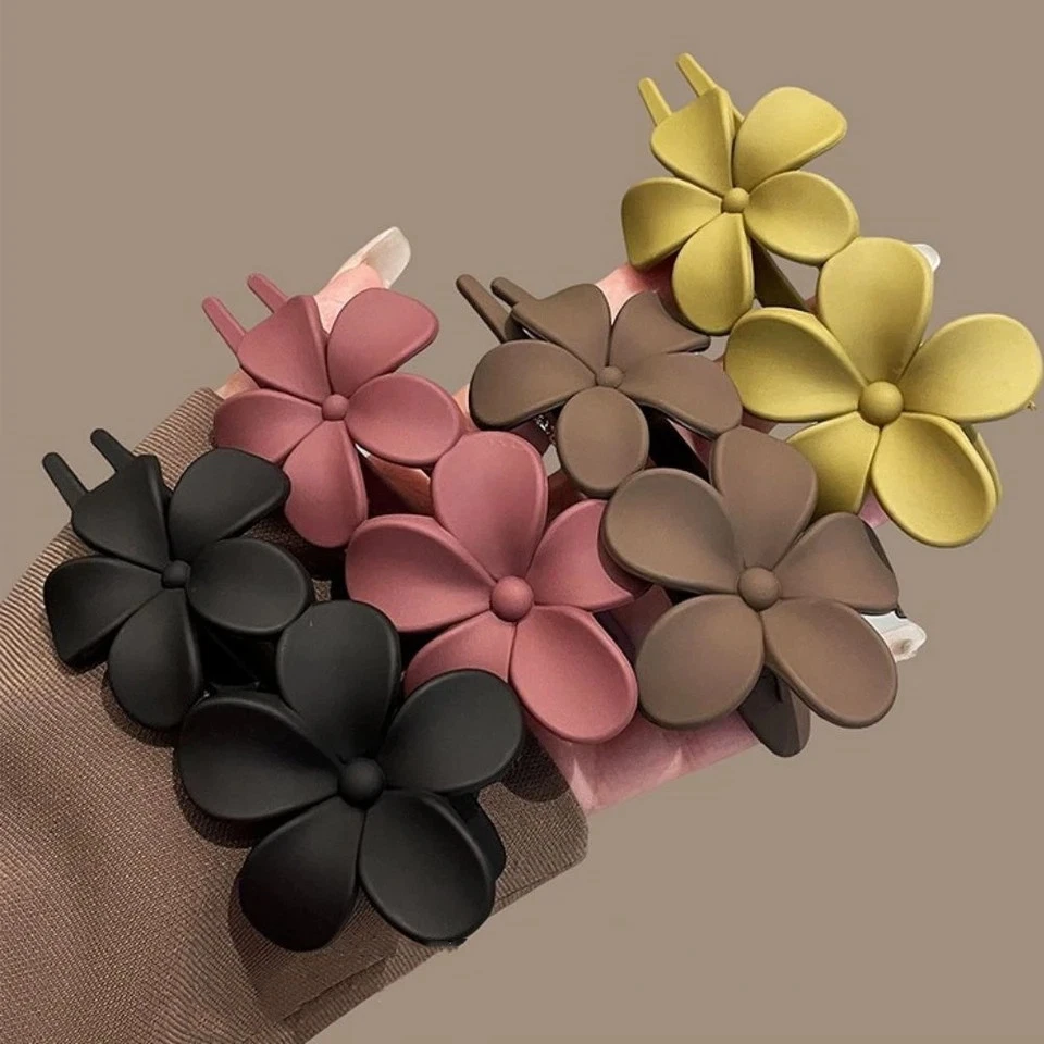 Pinzas elásticas para el cabello con flores mate para mujeres accesorios para el cabello Foto 2 de 4