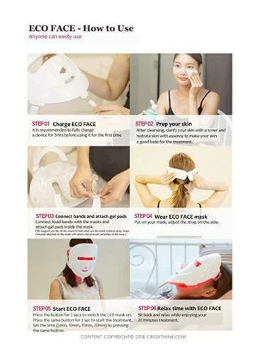 ECO FACE Near-infrared LED Photon Mask for Home Therapy 120 LED lights / Gold - Bild 7 von 9