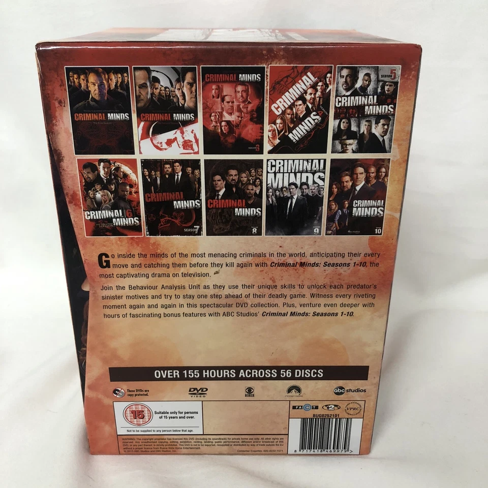 Criminal Minds Box Set Complete Seasons 1-10 Region Code 2 56 Discs 155 Hours - image 3 of 4