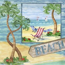 Ceramic Backsplash Tile Mural Beach Scene Seaside Ocean - Whimsy Bay Collage II