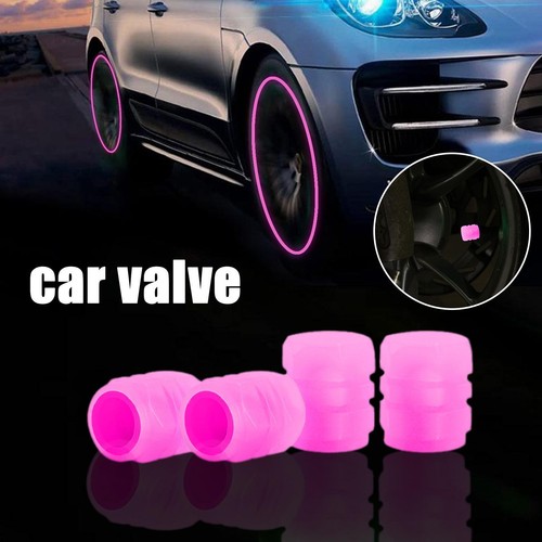 4Pcs Glowing in Dark Fluorescent Car Tire Valve Caps Rim Stem Cover Accessories - Picture 2 of 12