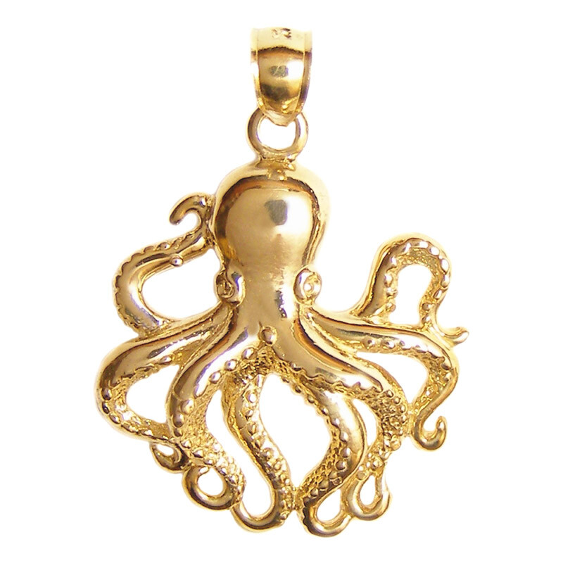 New 14k Yellow Gold Octopus Pendant | eBay